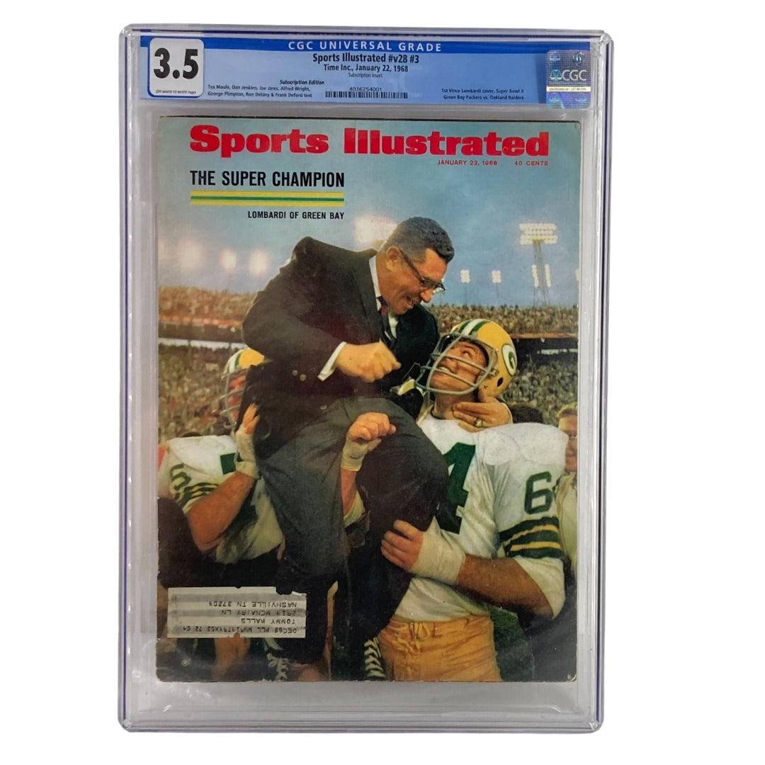 VTG Sports Illustrated Magazine January 22, 1968 Lombardi of Green Bay Graded 3.5 - Cover displaying Vince Lombardi with a player at a football field.