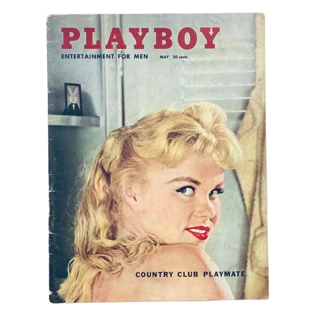 Cover of Playboy Magazine, May 1958, featuring cover girl Corinne Cole, no label