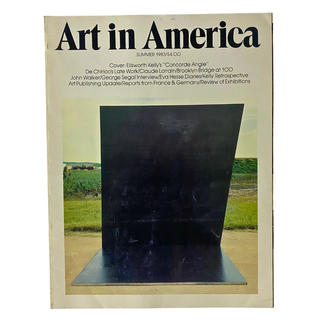 Cover of Art in America Magazine, Summer 1983 featuring Ellsworth Kelly's 'Concorde Angle' artwork. This vintage magazine showcases significant art trends of the 1980s.