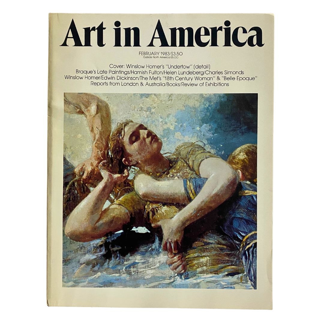 VTG Art in America Magazine February 1983 featuring Winslow Homer's Undertow on the cover, showcasing artistic influences and highlights from the issue.