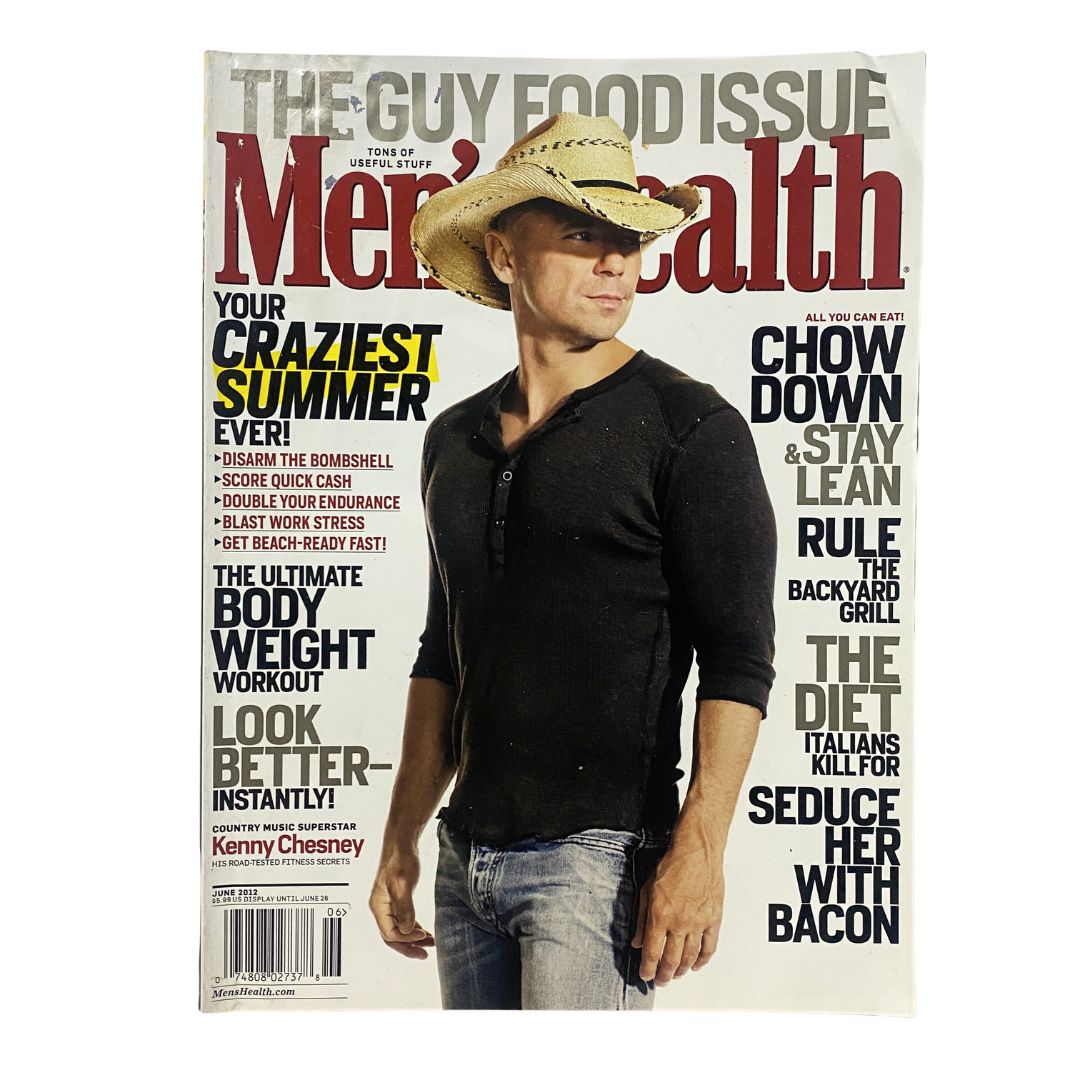 Men's Health Magazine June 2012 featuring country music star Kenny Chesney on the cover with a cowboy hat.