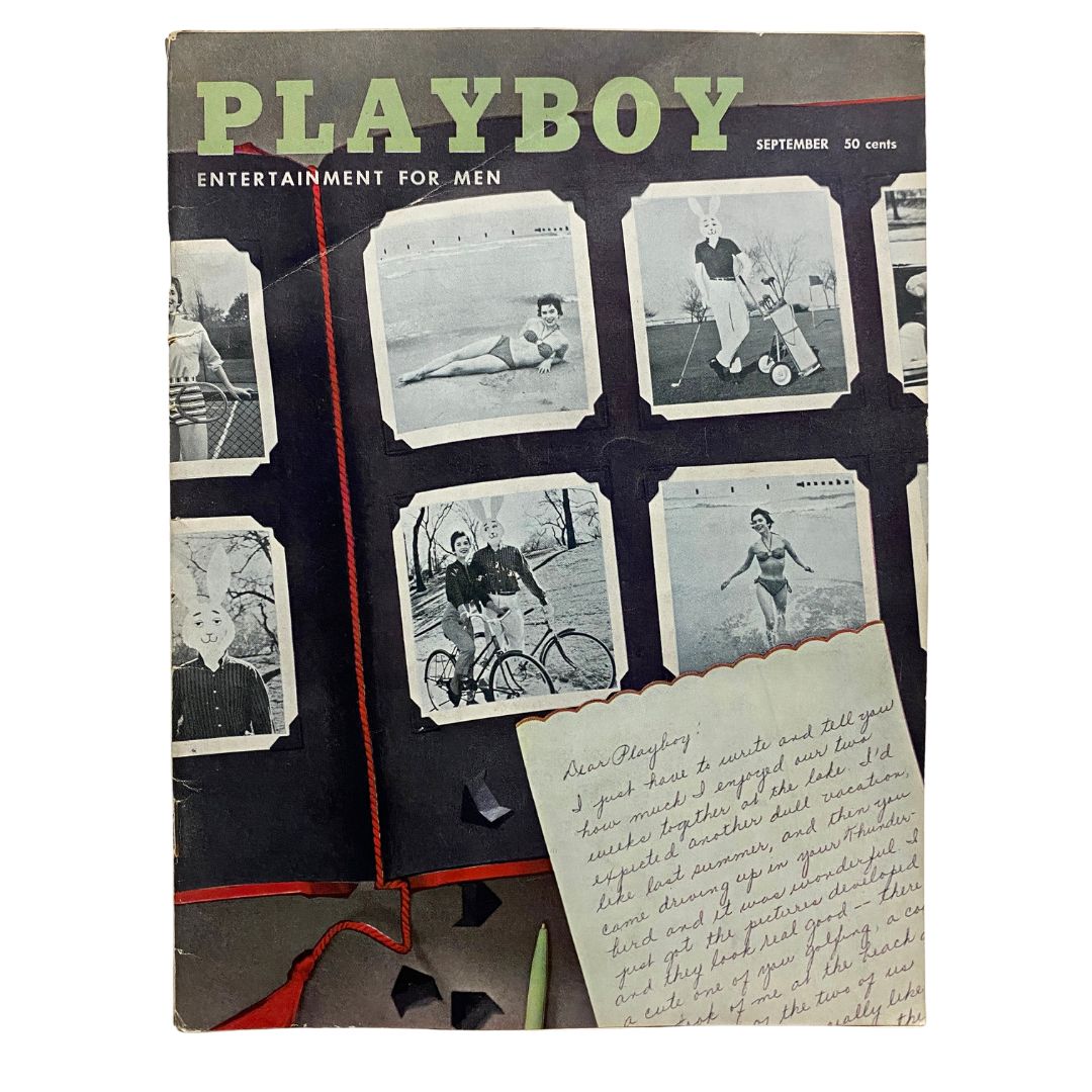 VTG Playboy Magazine September 1956 Cover featuring vintage photographs and artistic design, showcasing the magazine's classic aesthetics.
