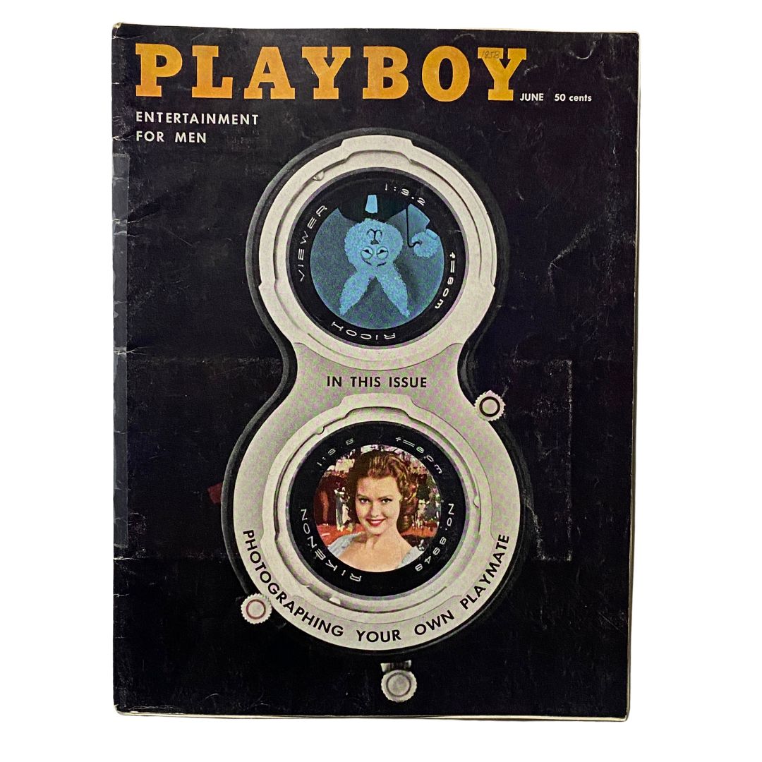 Vintage Playboy Magazine June 1958 featuring Playmate June Blair on the cover, showcasing iconic graphic design and nostalgic appeal.