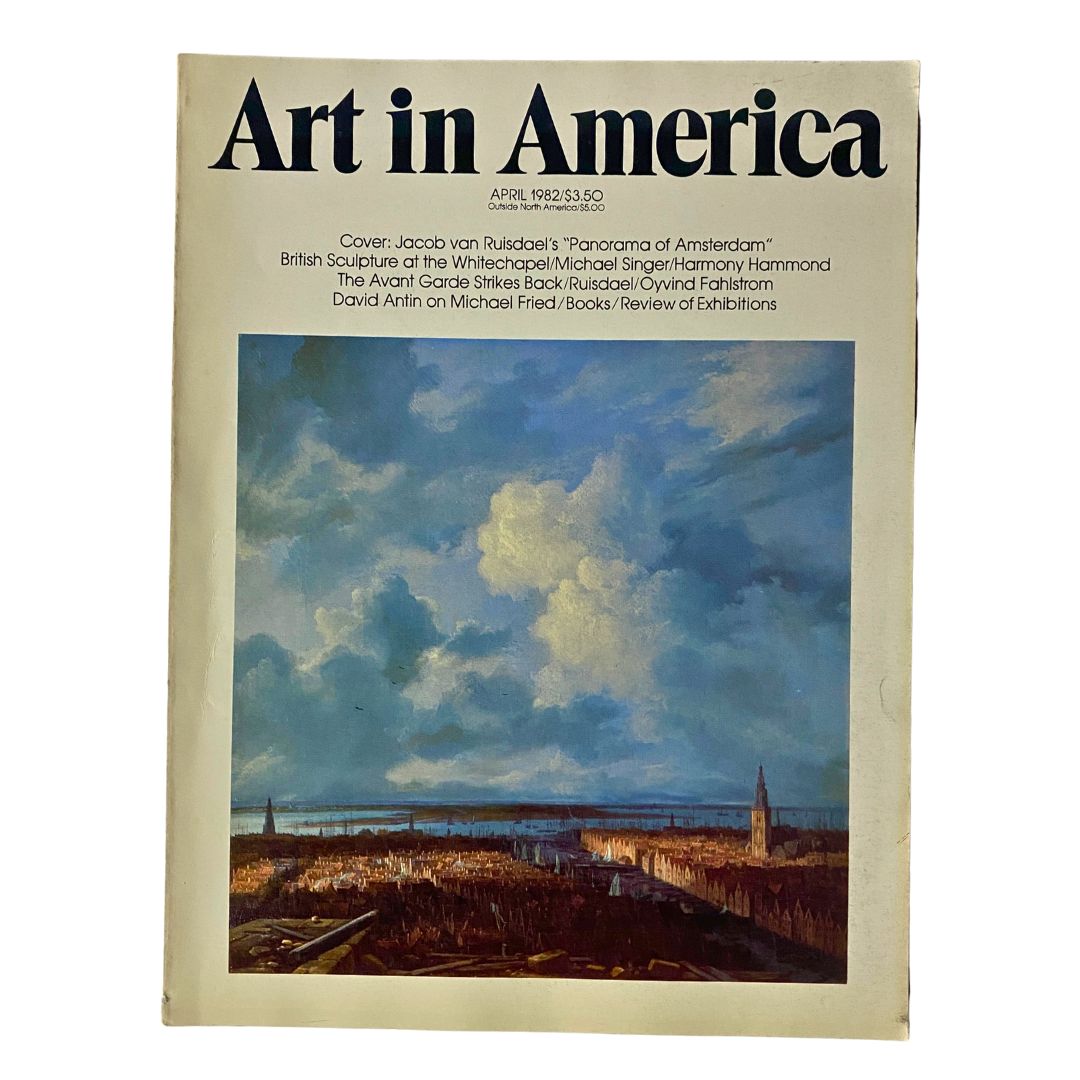 Cover of Art in America magazine from April 1982 featuring Jacob van Ruisdael's 'Panorama of Amsterdam'. The cover highlights the magazine's focus on art trends and features notable articles.