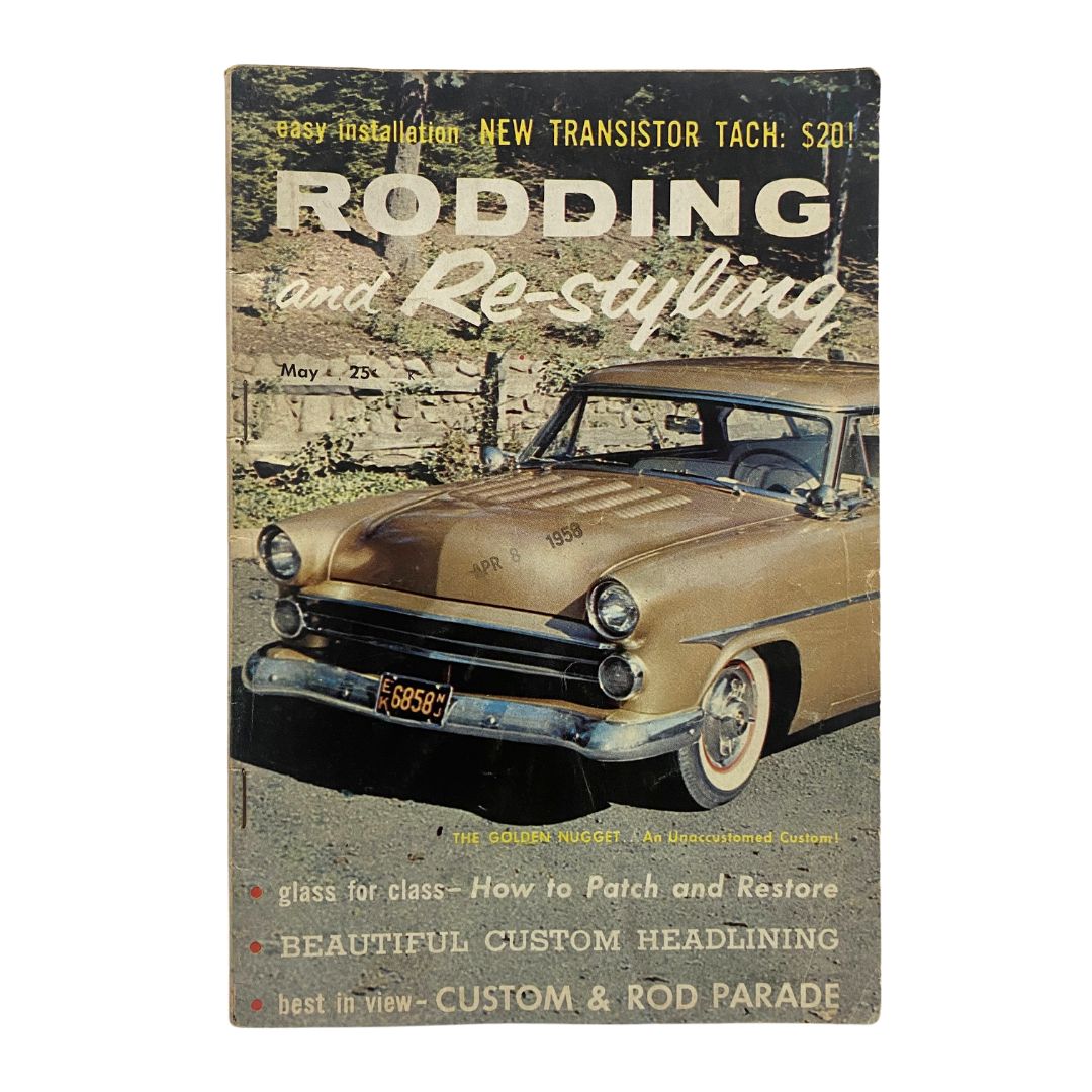 Cover of VTG Rodding & Re-Styling Magazine May 1958 featuring a classic car and vintage aesthetic.