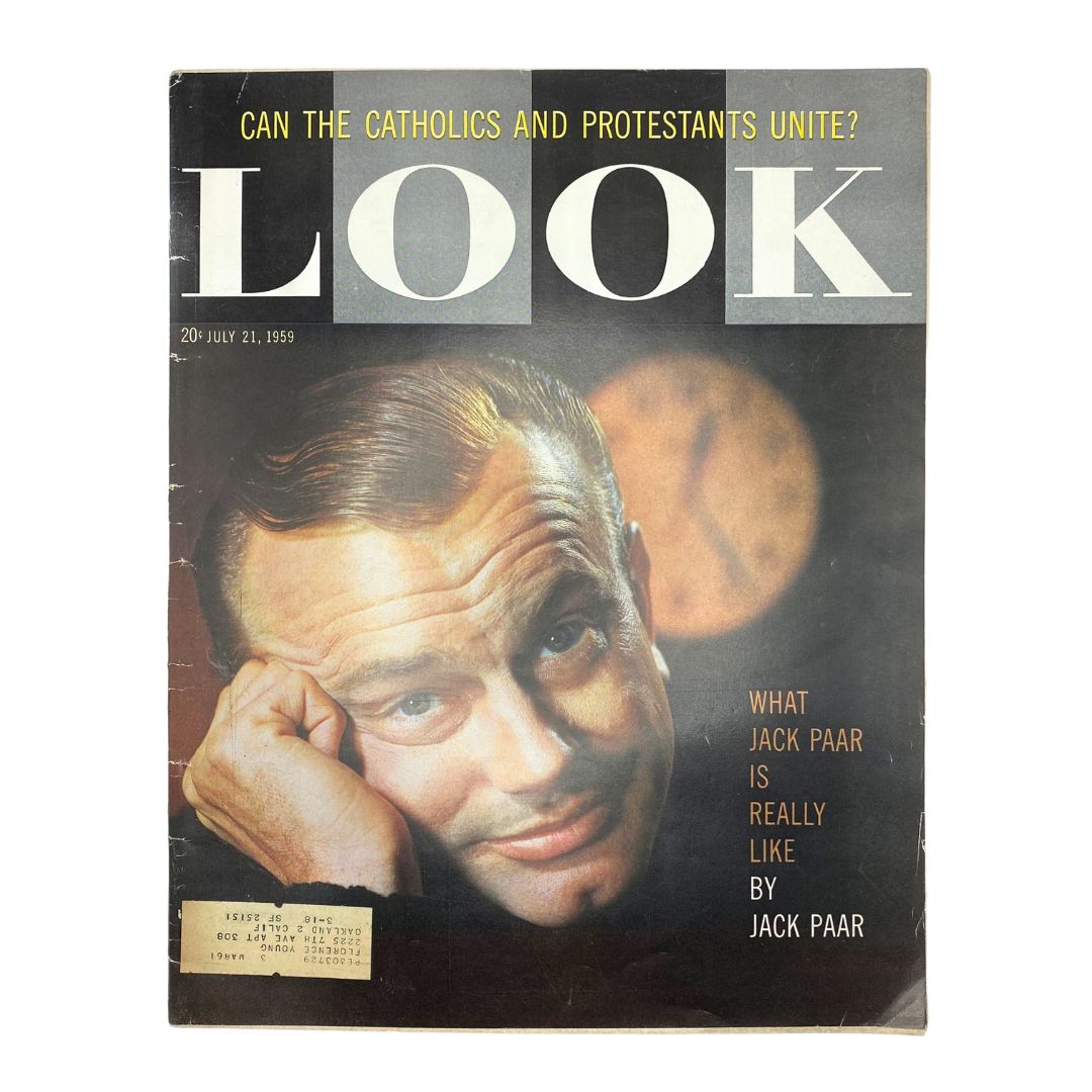 Look Magazine July 21 1959 featuring Jack Paar on the cover, showcasing a vintage portrait of the entertainer.