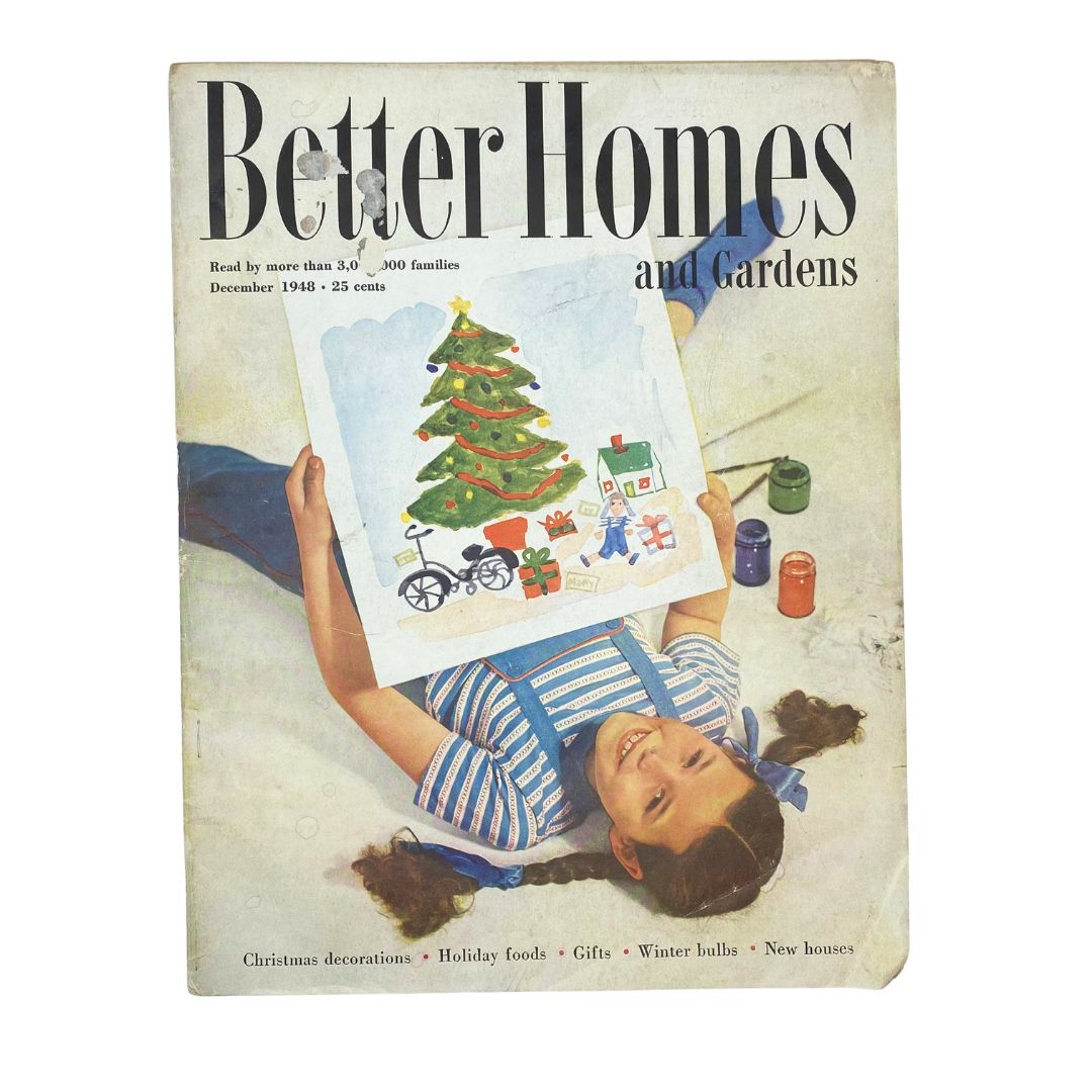 Vintage Better Homes & Gardens Magazine December 1948 Christmas Decor GD Interior