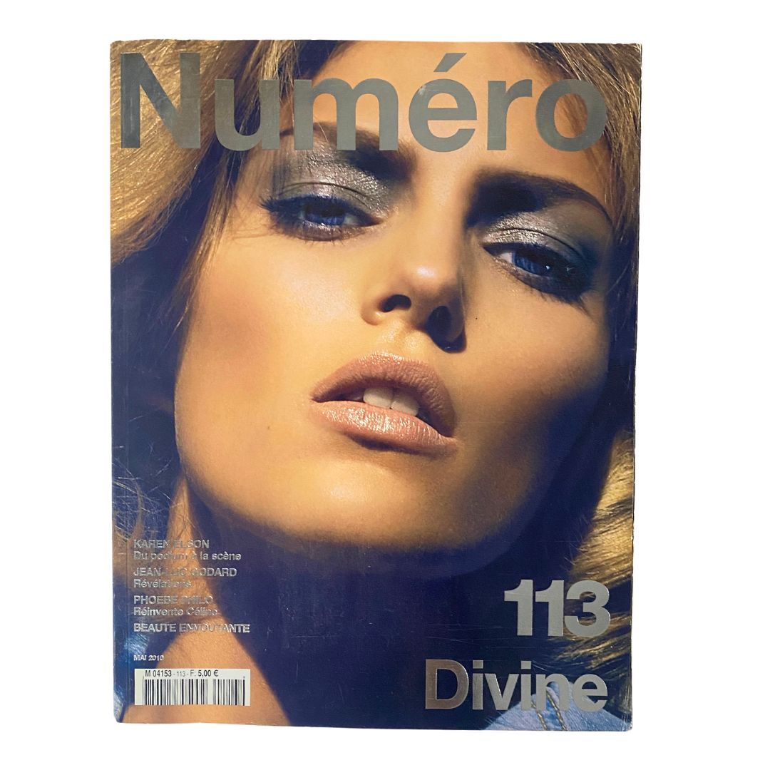 Cover of Numéro Magazine May 2010 No. 113 featuring supermodel Anja Rubik with bold makeup and striking visuals, perfect for fashion enthusiasts.