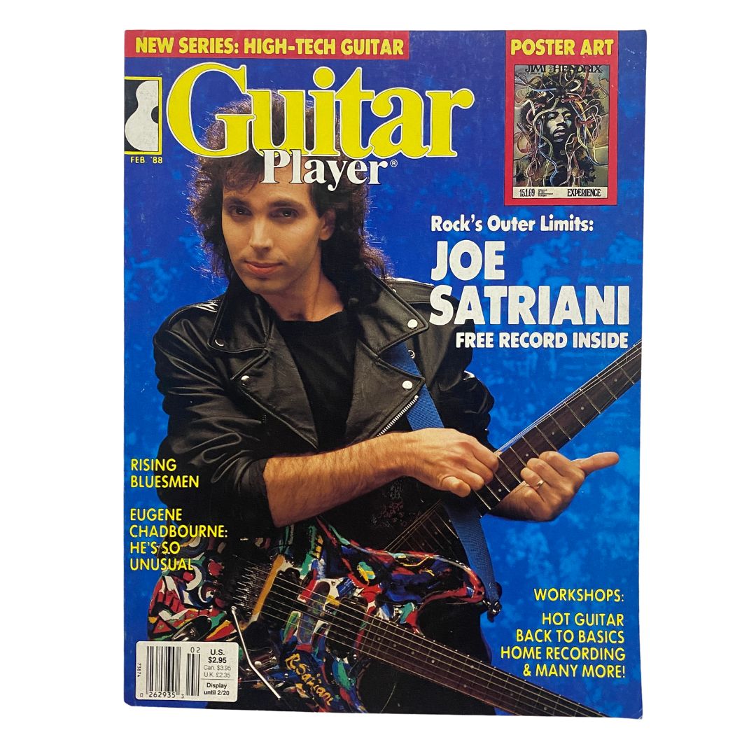Vintage Guitar Player Magazine February 1988 Joe Satriani w Record No Label