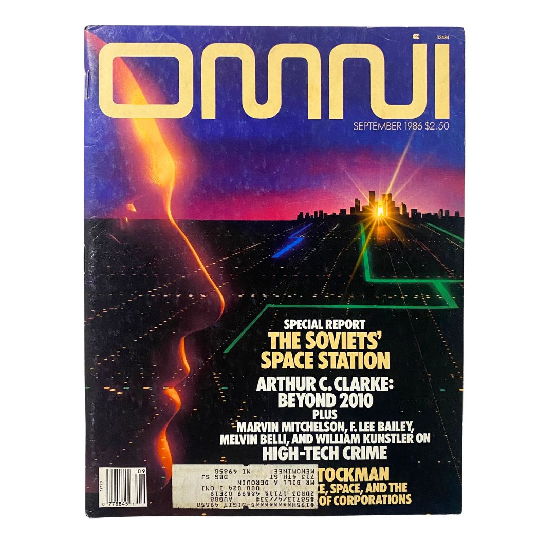 VTG Omni Magazine September 1986 featuring a colorful cover image showcasing the headline 'The Soviets' Space Station' along with an illustration reflecting themes of space and technology.