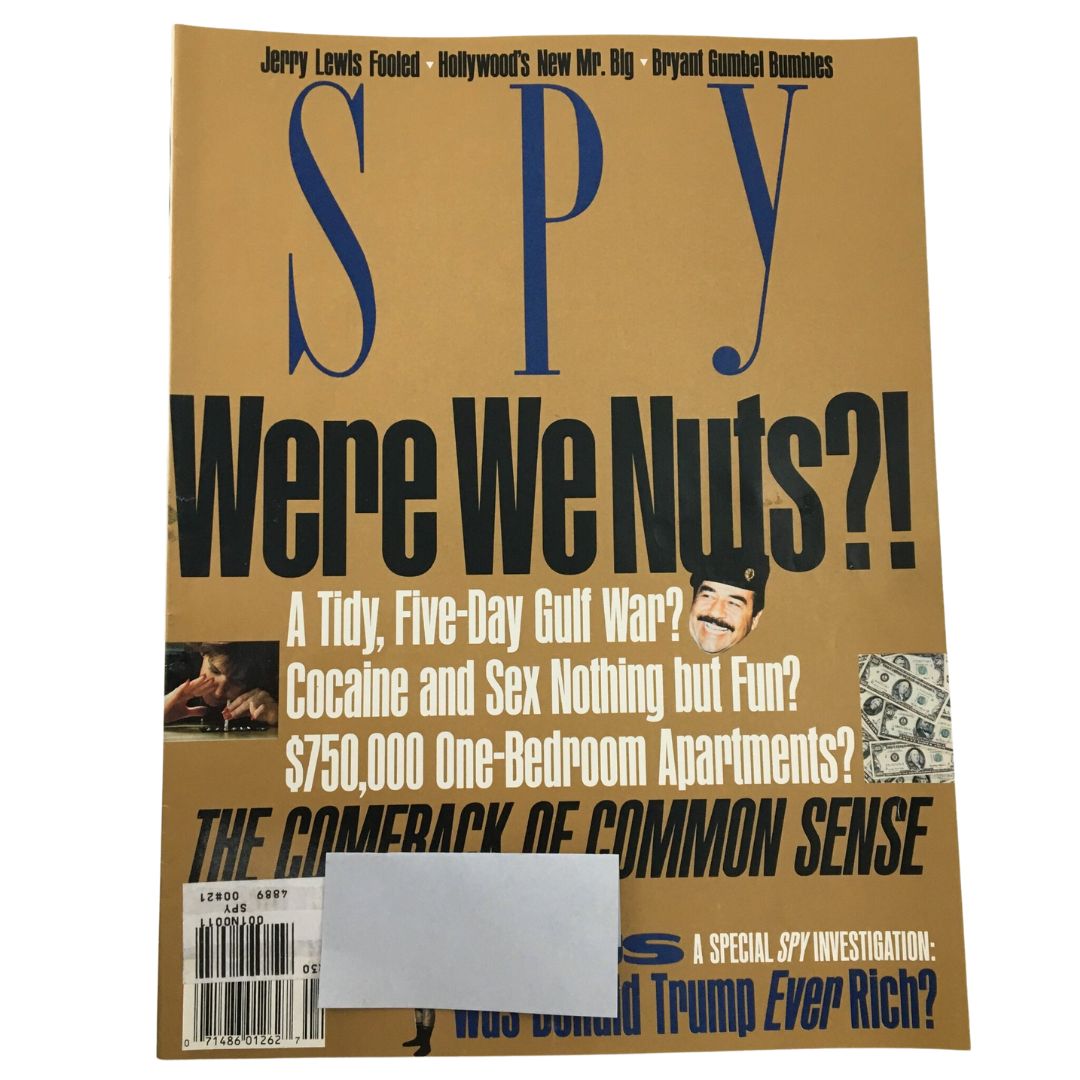 Cover of Spy Magazine, April 1991, featuring Donald Trump, Jerry Lewis, Bryan Gumbel, and the headline 'Mr. Big.'