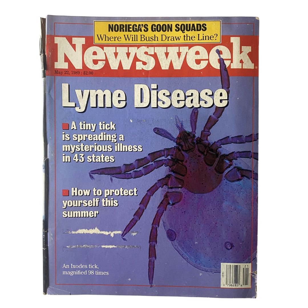 VTG Newsweek Magazine May 22 1989 featuring Lyme Disease on the cover with an illustration of an Ixodes tick and the headline about Noriega's goon squads.