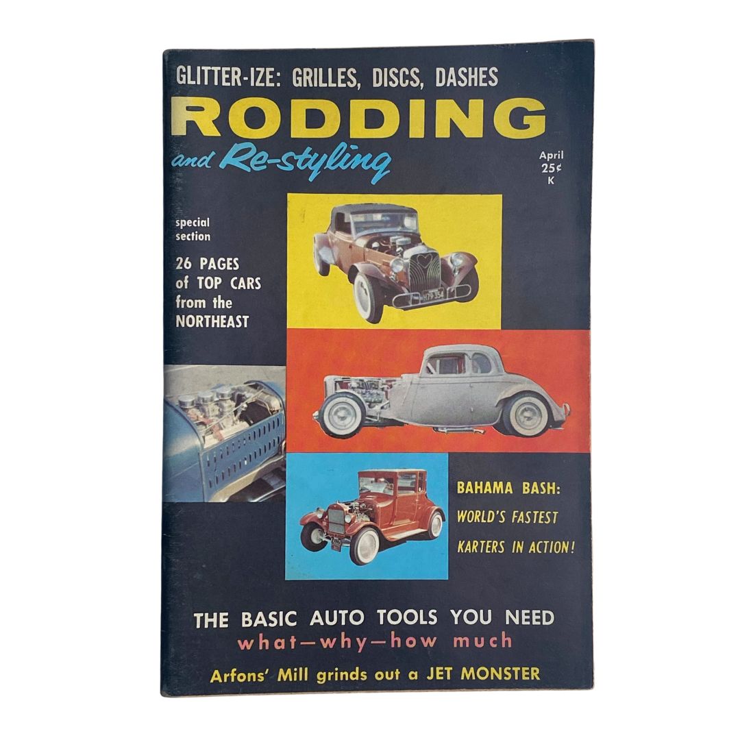 Cover of VTG Rodding & Re-Styling Magazine April 1960 featuring top cars from the Northeast, showcasing vibrant graphics and automotive culture.