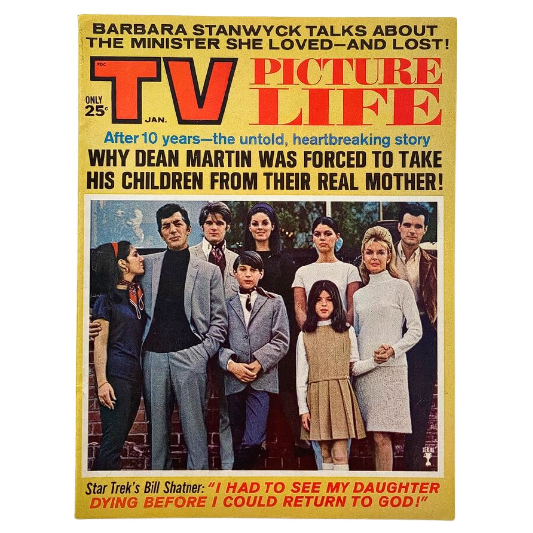 VTG TV Picture Life Magazine January 1968, featuring Dean Martin on the cover with a colorful layout and images, showcasing vintage entertainment history.