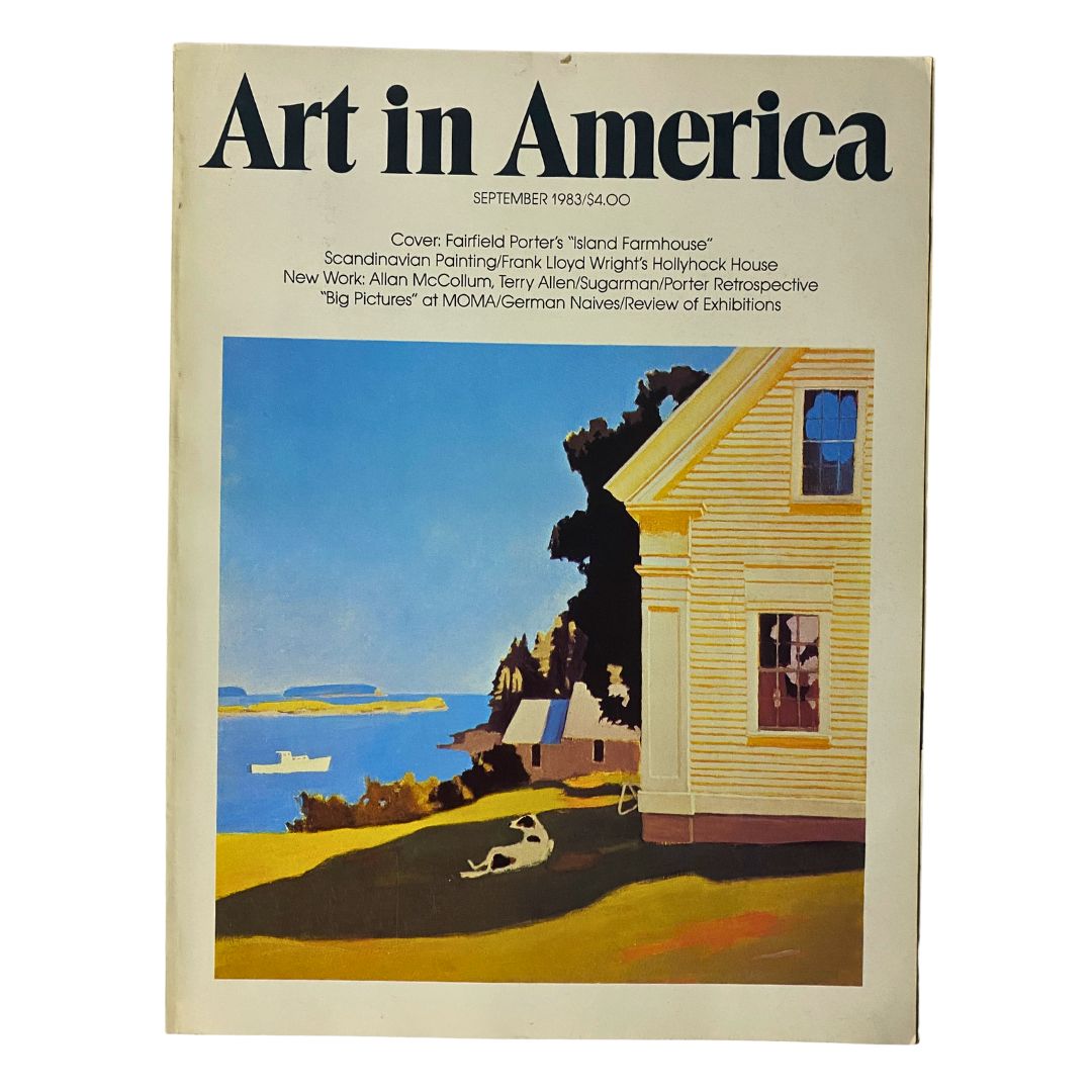 Cover of Art in America Magazine, September 1983 edition featuring Fairfield Porter's "Island Farmhouse" on the front, showcasing vibrant colors and a serene landscape.