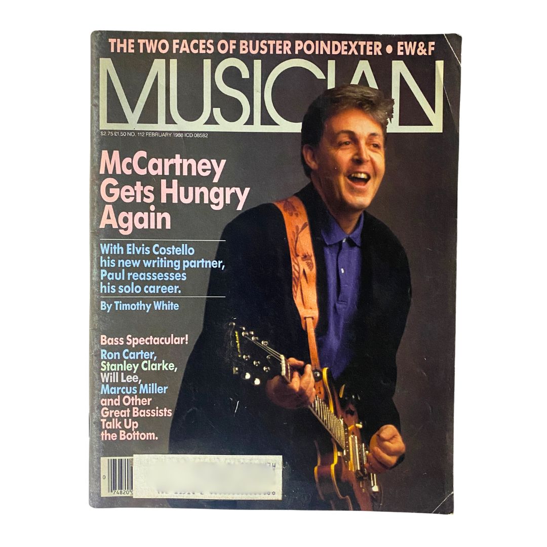 Vintage Musician Magazine February 1988, Issue No. 112 featuring Paul McCartney on the cover with the headline 'McCartney Gets Hungry Again'. Includes insights into McCartney's music journey and collaborations during the late 1980s.