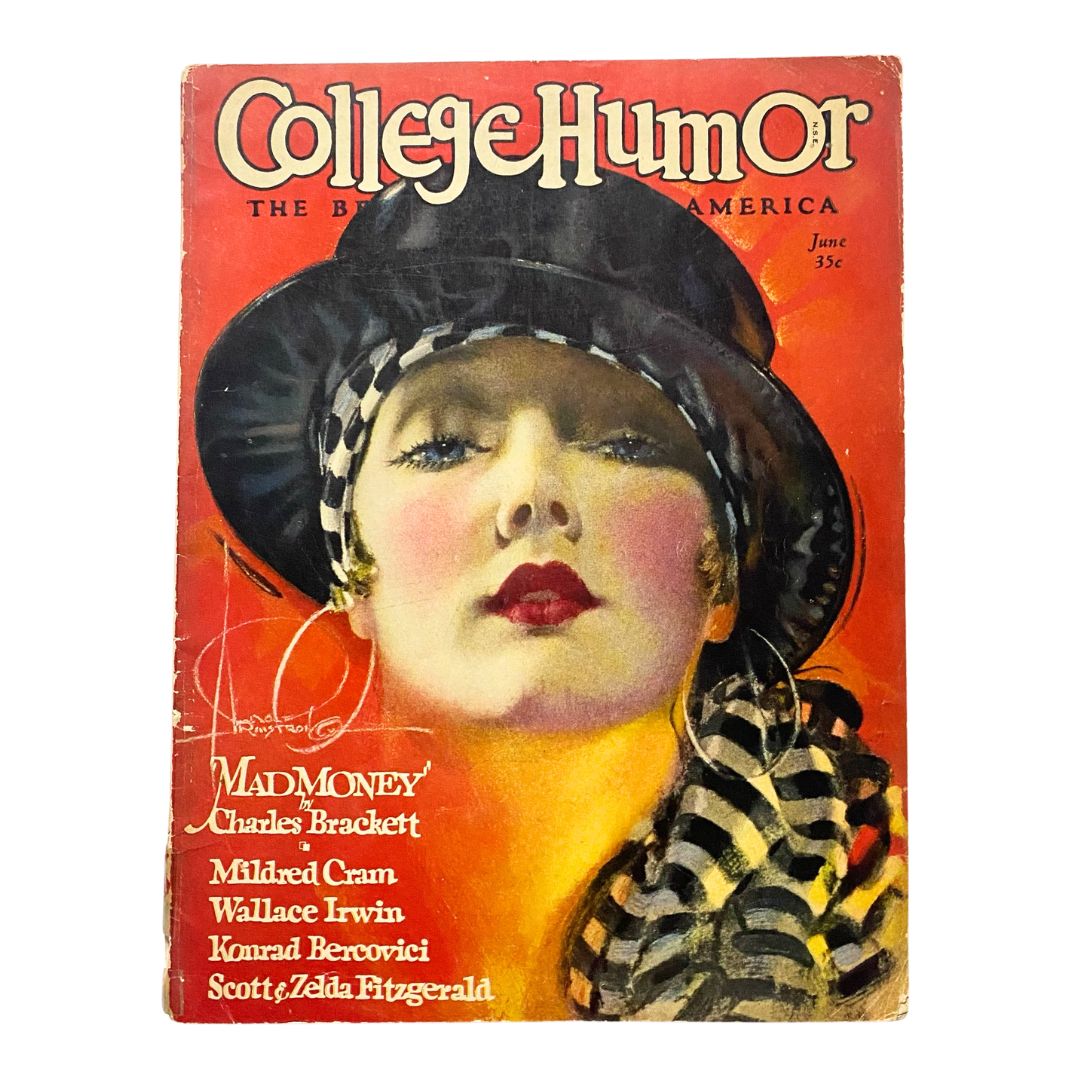 Cover of College Humor Magazine, June 1928 issue, featuring the story 'Mad Money' by Charles Brackett.