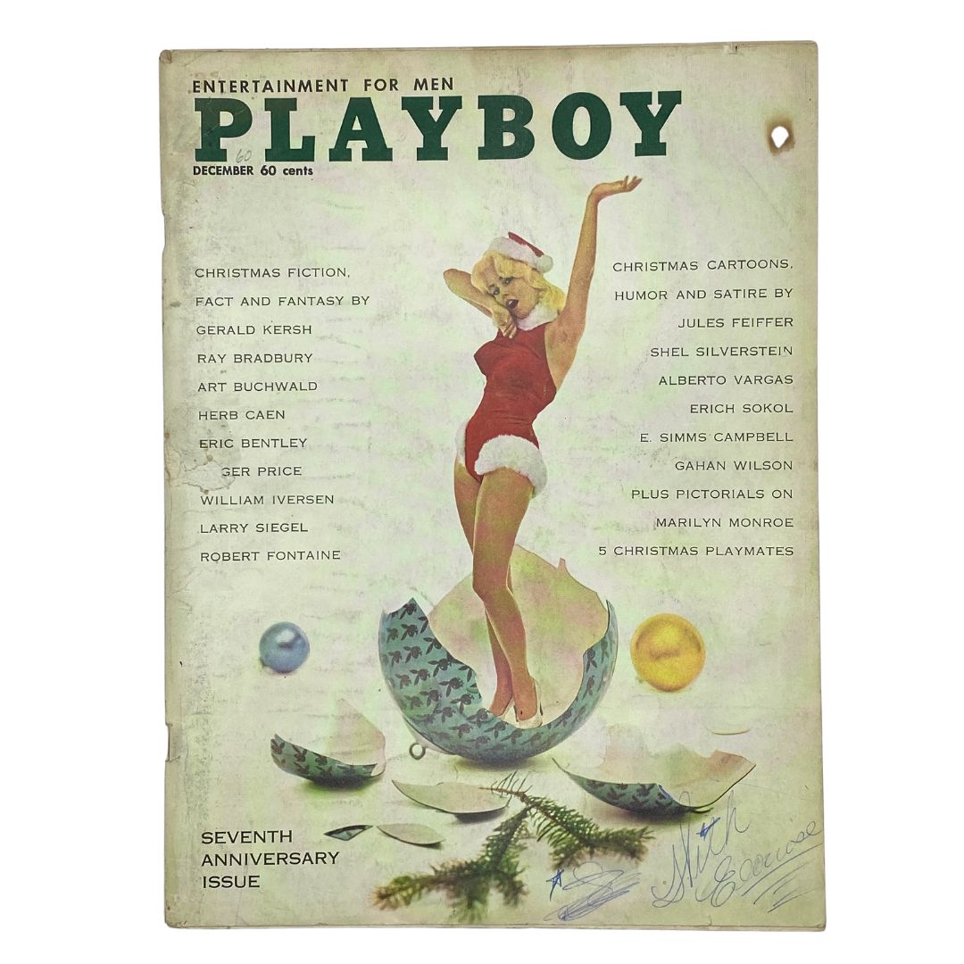 Cover of VTG Playboy Magazine December 1960 featuring a blonde woman in a Santa outfit, showcasing the classic Playboy logo and holiday theme.