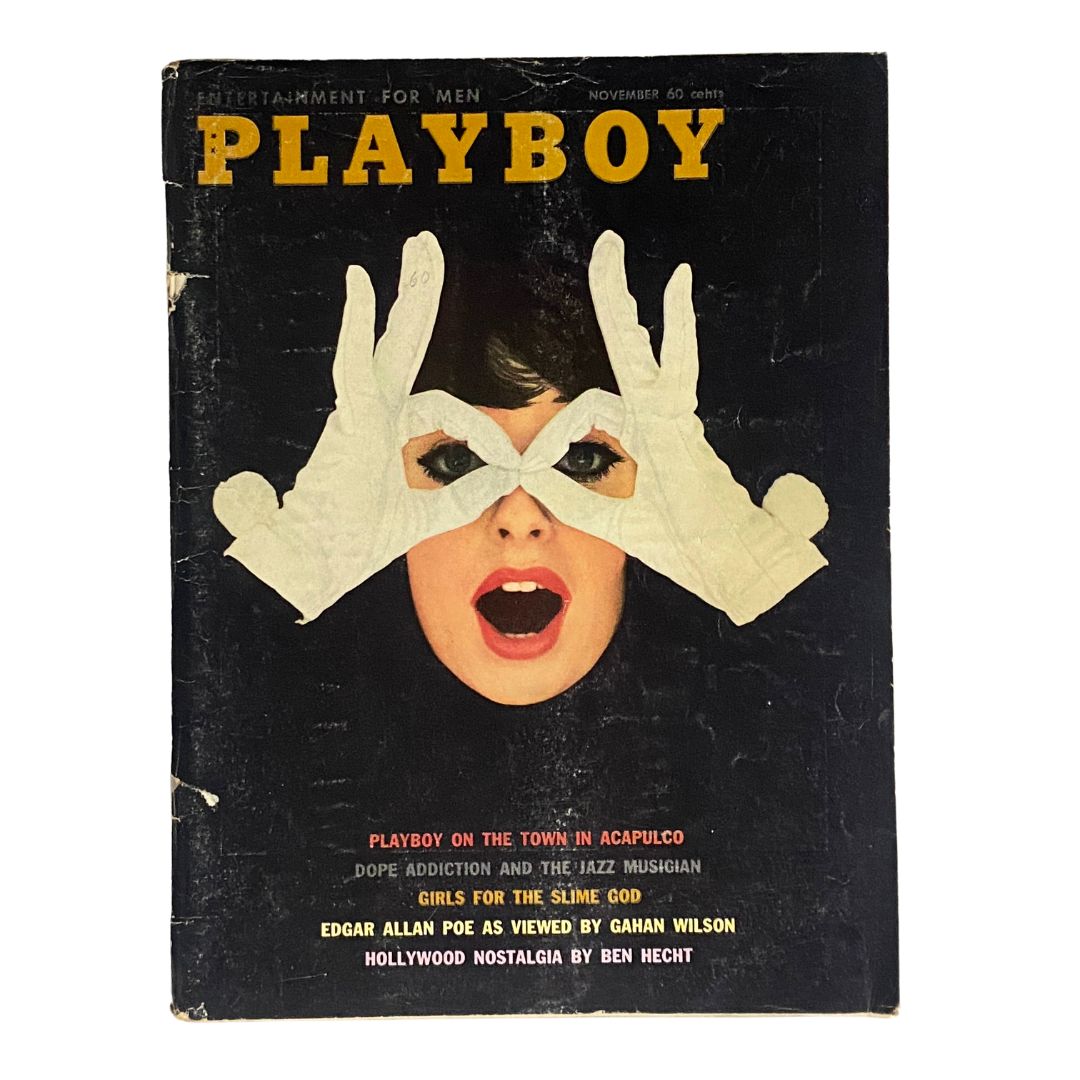 VTG Playboy Magazine November 1960 cover featuring Joni Mattis with a playful design and striking typography.