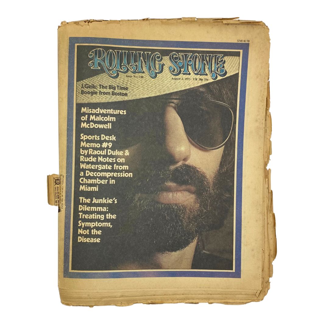 Cover of Rolling Stone Magazine August 2, 1973, Issue No. 140 featuring Peter Wolf with sunglasses, capturing the essence of the 1970s rock era.