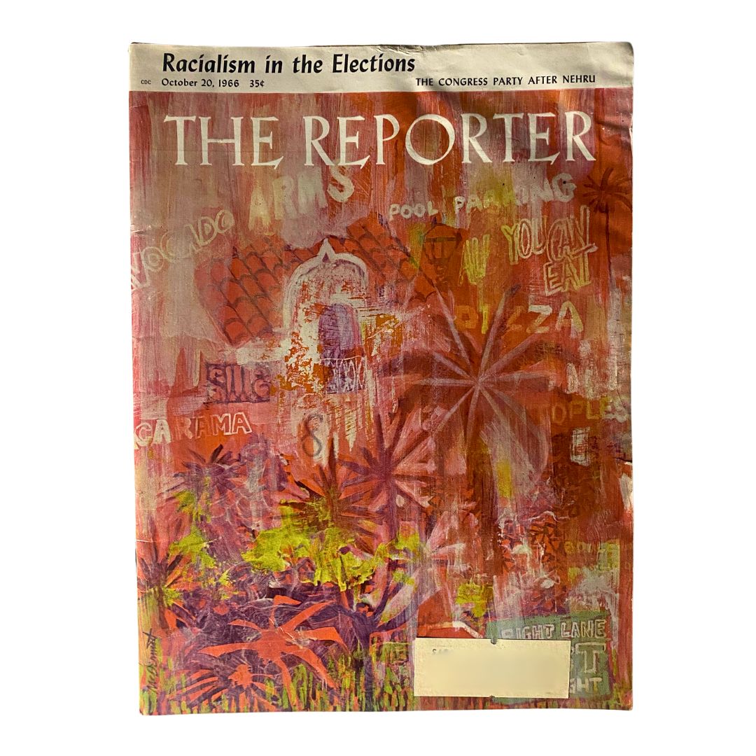 Cover of VTG The Reporter Magazine, October 20, 1966, featuring artwork and the title 'Racialism in the Elections.'