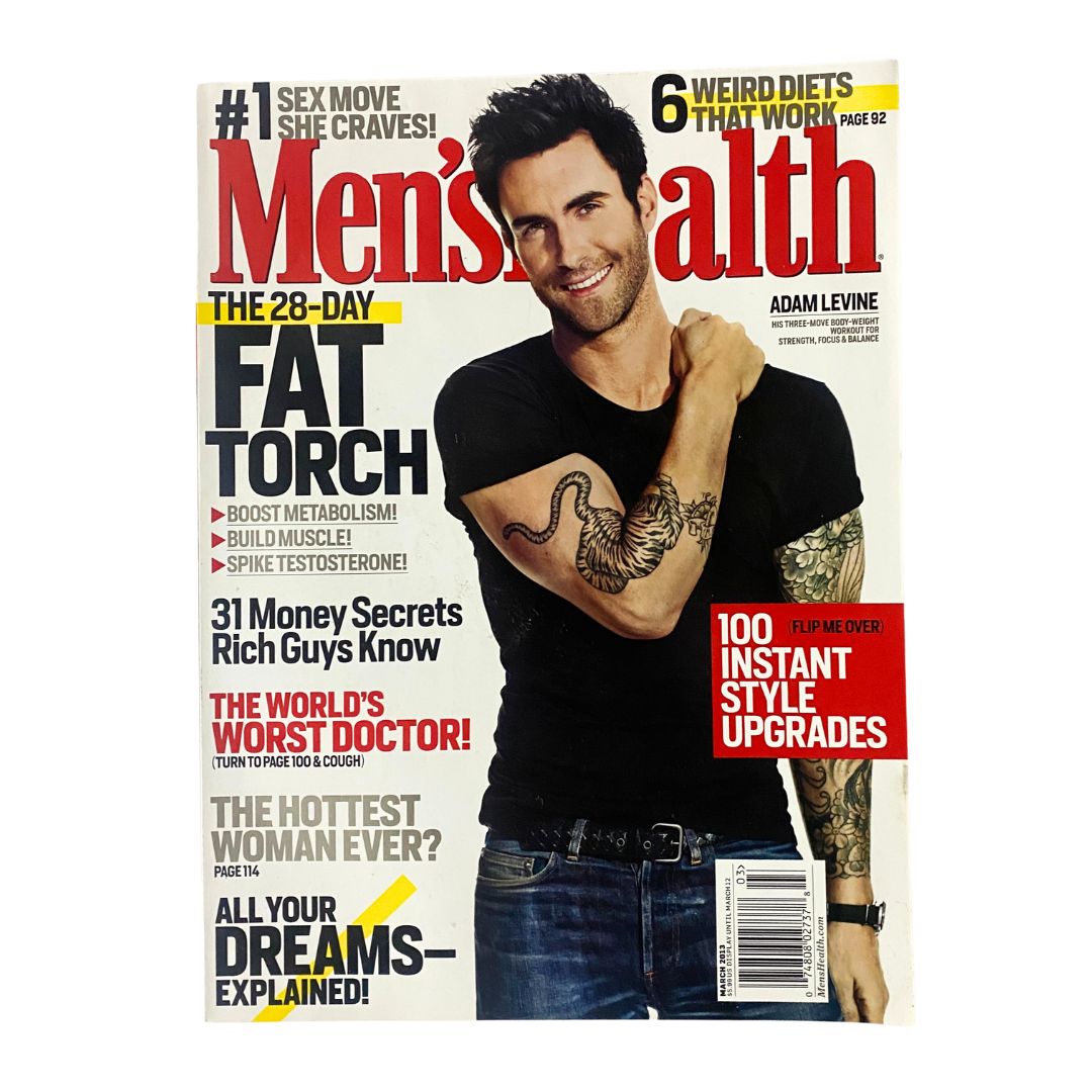 Men's Health Magazine March 2013 Maroon 5's Adam Levine No Label VG