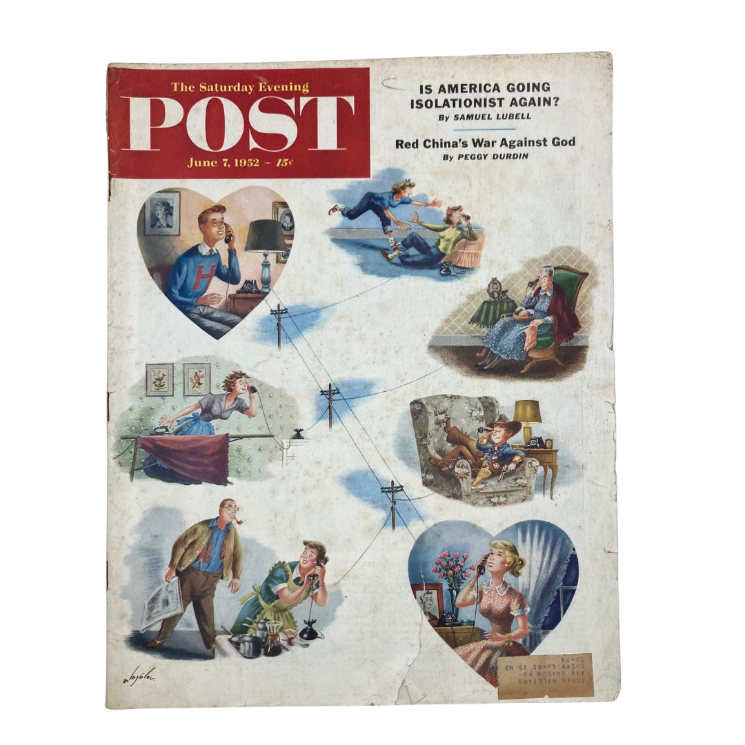 Cover of The Saturday Evening Post Magazine, June 7, 1952, featuring a whimsical illustration by Constantin Alajalov showcasing scenes of mid-century American life.