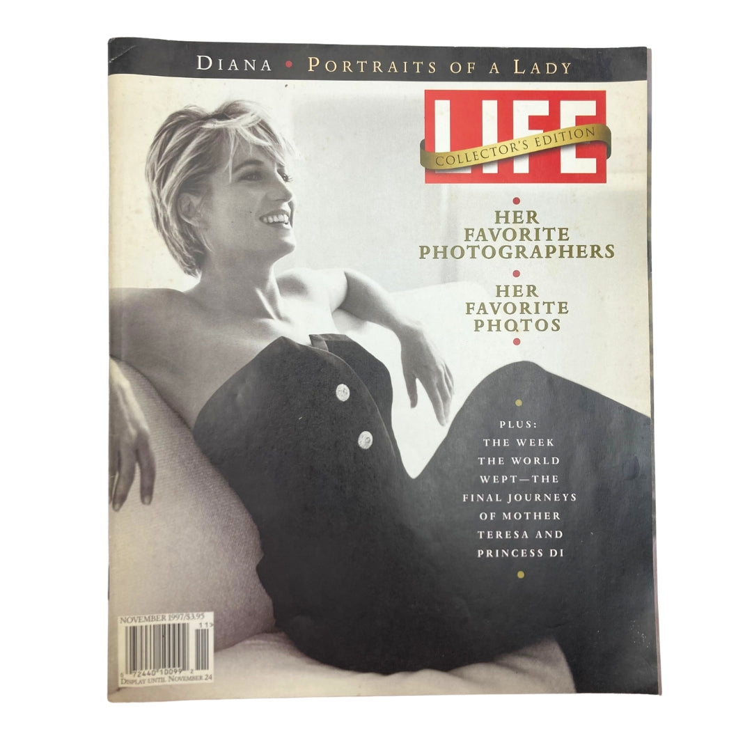 Cover of Life Magazine November 1997 titled 'Life Magazine November 1997 Diana, Portraits of a Lady' showcasing Princess Diana in an elegant pose.