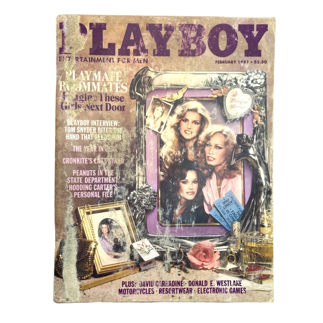 VTG Playboy Magazine February 1981 cover featuring Playmate Vicki Lasseter with centerfold, showcasing vintage glamour and pop culture history. The magazine includes enticing headlines and vintage aesthetics.
