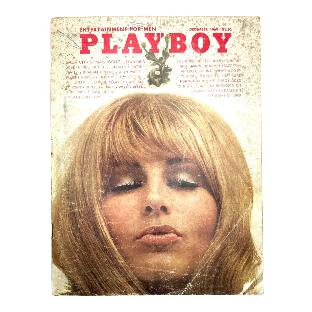 VTG Playboy Magazine December 1969 featuring Playmate Gloria Root on the cover, showcasing a vintage hairstyle and iconic style of the era.