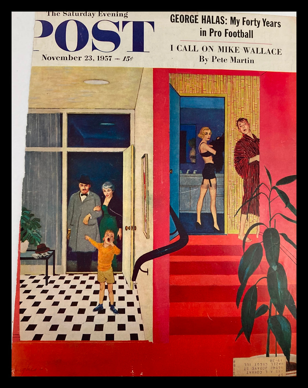 Cover of The Saturday Evening Post November 23 1957 showcasing George Halas in Pro Football with colorful illustration.