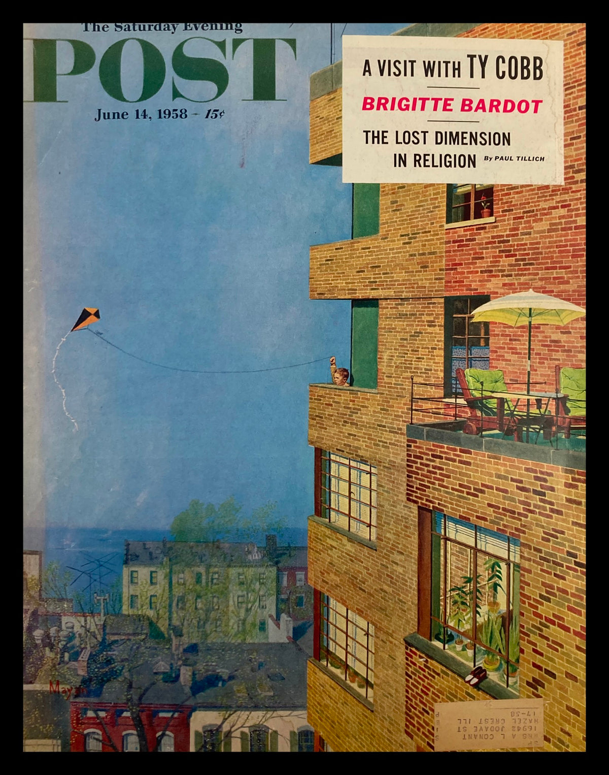COVER ONLY The Saturday Evening Post June 14 1958 A Visit with Ty Cobb