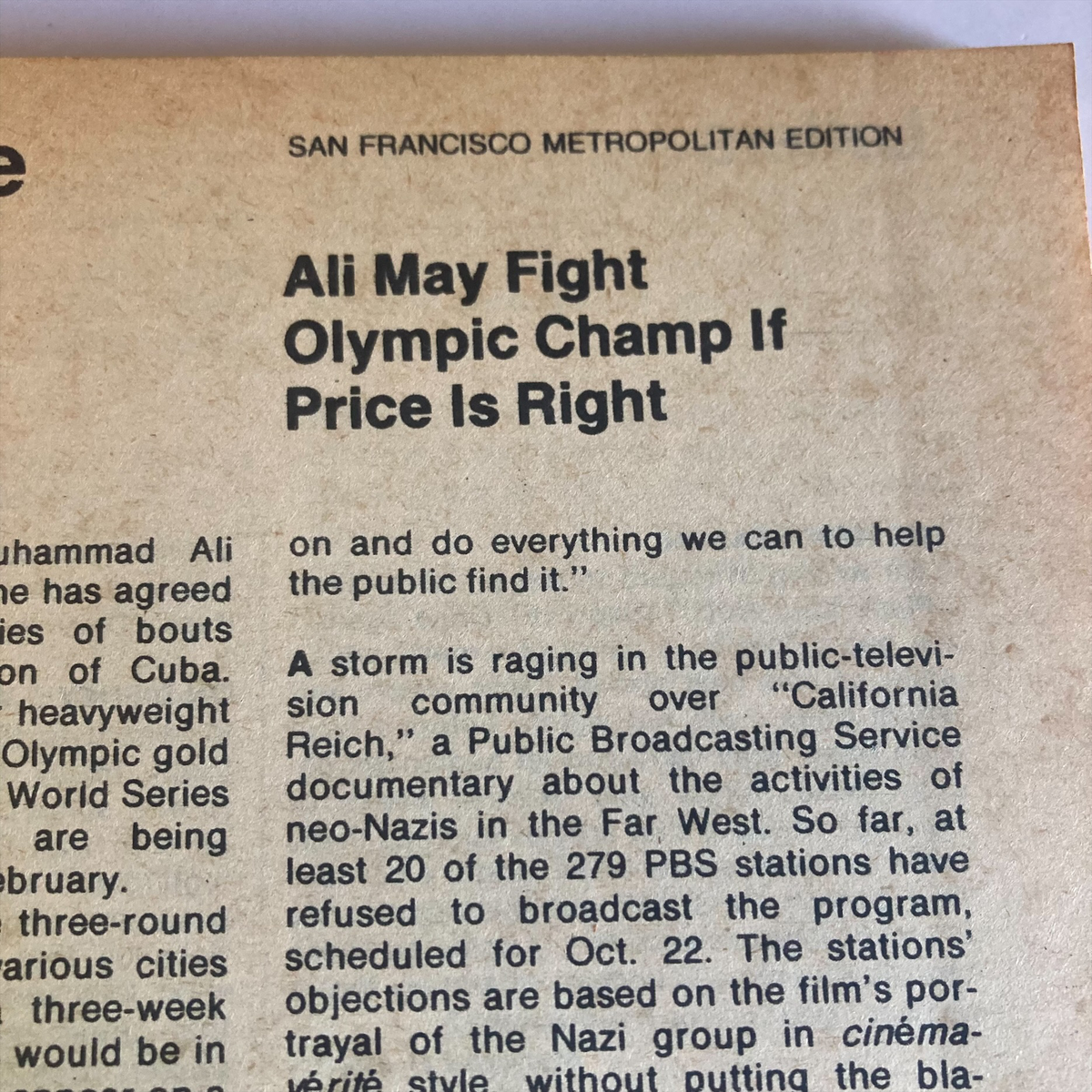 Article excerpt from TV Guide Magazine October 14 1978 issue #1333 discussing a documentary about the neo-Nazi community and its broadcast challenges.