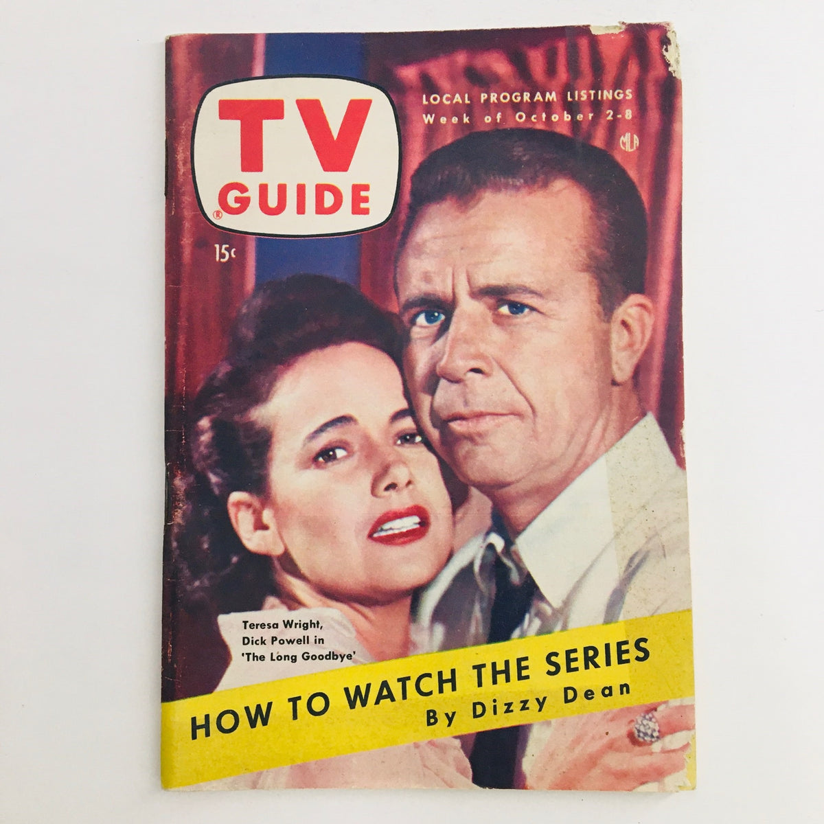 TV Guide Magazine October 2 1954, Vol 2 #40 featuring Teresa Wright and Dick Powell on the cover, highlighting mid-century television history.