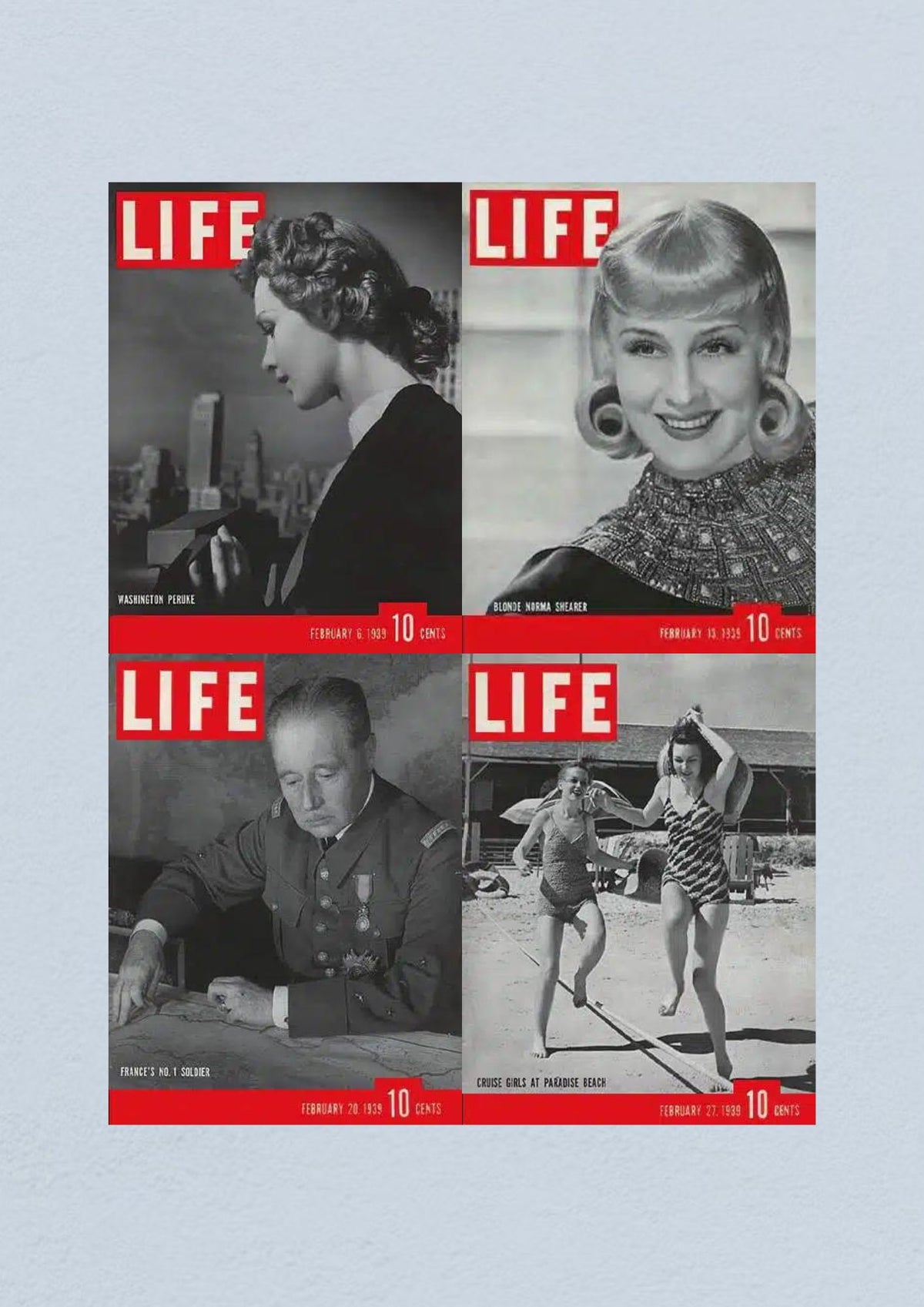 Life Magazine February 27, 1939 cover showcasing girls at Paradise Beach, part of the Life Magazine Lot of 4 Full Month of February 1939.