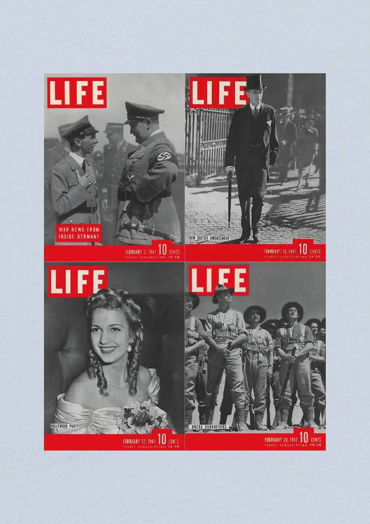 Life Magazine Lot of 4 Full Month of February 1941 3, 10, 17, 24 WWII ERA