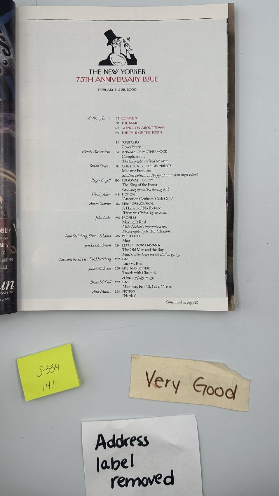 The New Yorker February 21 & 28, 2000 contents page 1