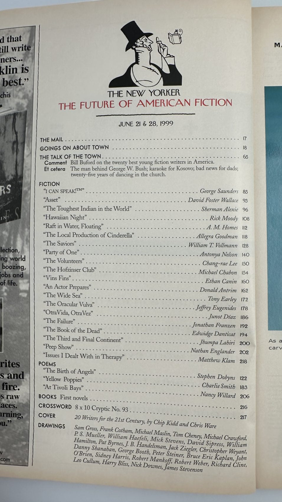The New Yorker June 21 & 28, 1999 contents page