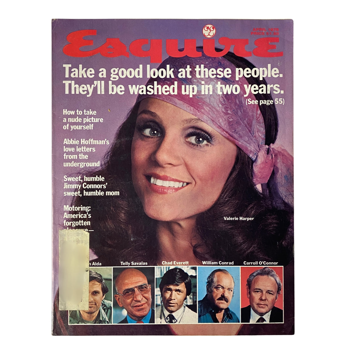 Esquire Magazine April 1976 Cover featuring Valerie Harper, Telly Savalas, Chad Everett, showcasing 1970s pop culture and fashion.
