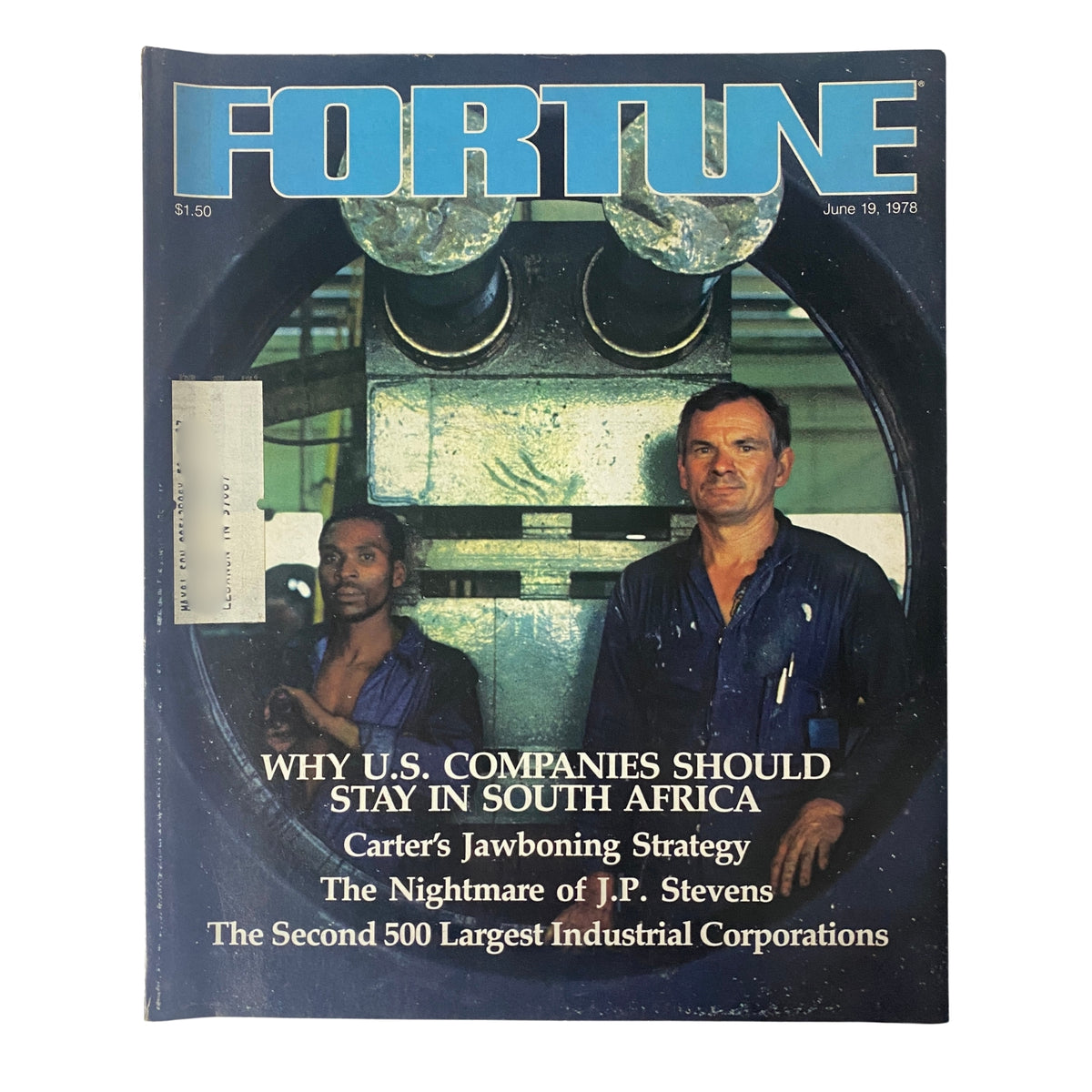 Cover of Fortune Magazine, June 19, 1978, titled 'The Nightmare of J.P. Stevens', highlighting articles on U.S. companies in South Africa and industrial corporations.
