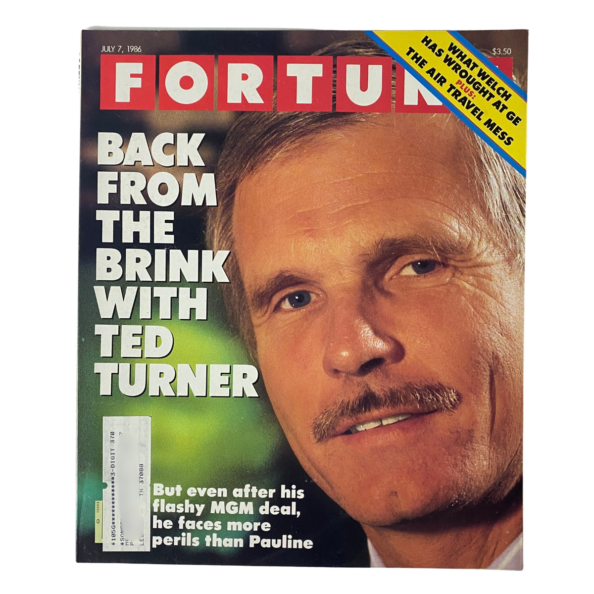 Fortune Magazine July 7, 1986 cover featuring Ted Turner with the headline 'Back From The Brink with Ted Turner'.