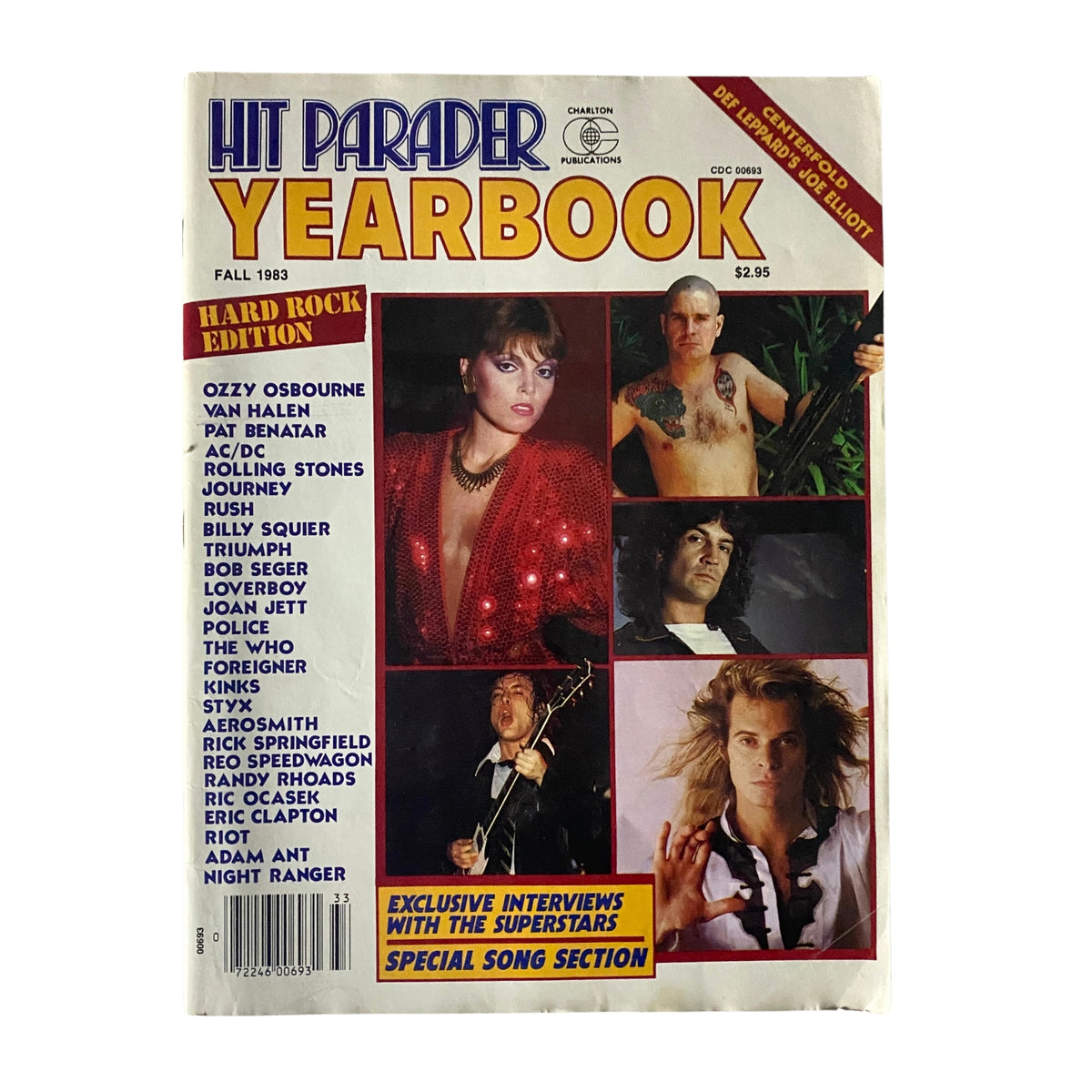 Cover of the Hit Parader Yearbook Fall 1983 featuring Ozzy Osbourne, Van Halen, Pat Benatar, and more in a collage format, showcasing key rock and metal artists of the era.