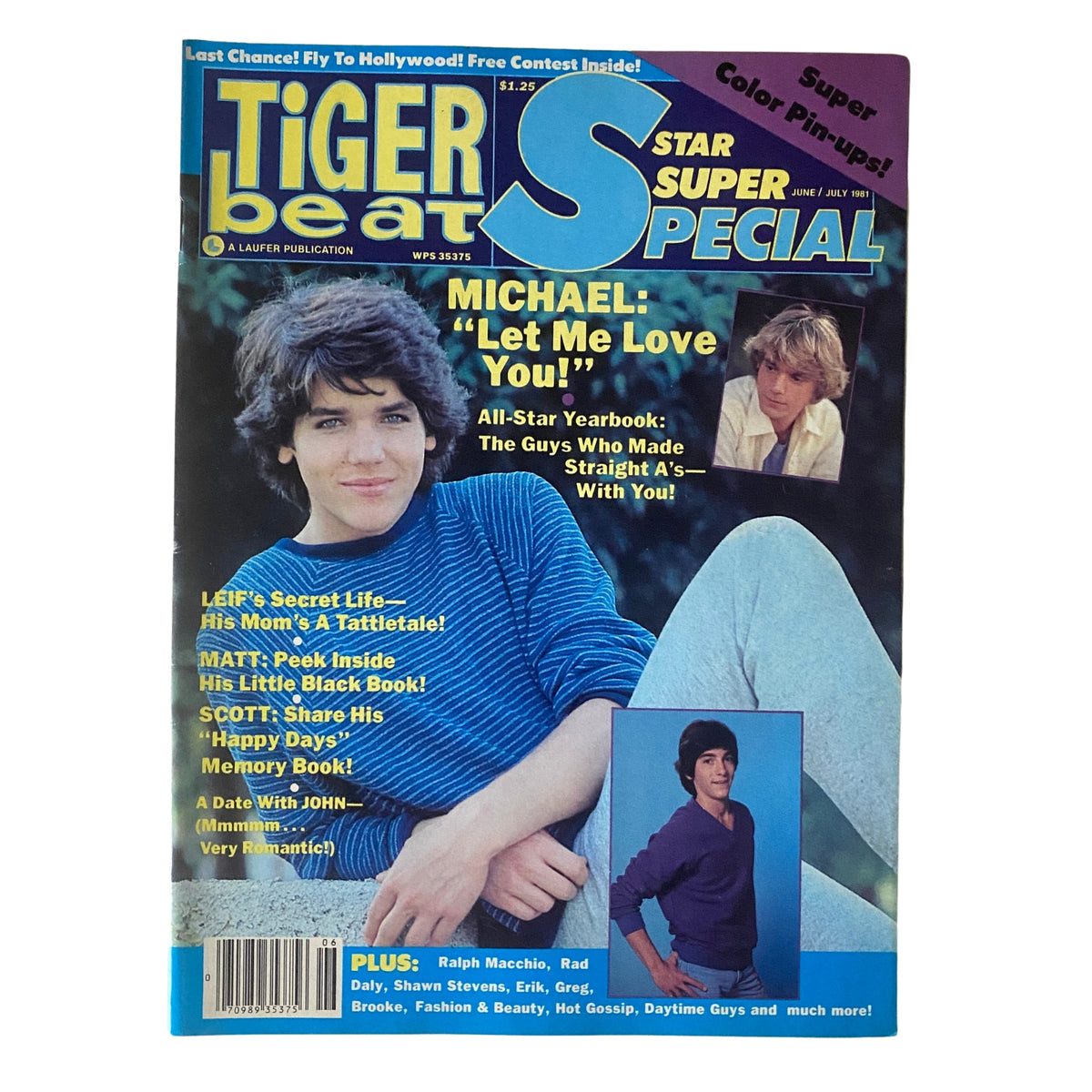 Tiger Beat Magazine June/July 1981 cover featuring Michael Damian and Leif Garrett, showcasing nostalgia for 80s teen pop culture.