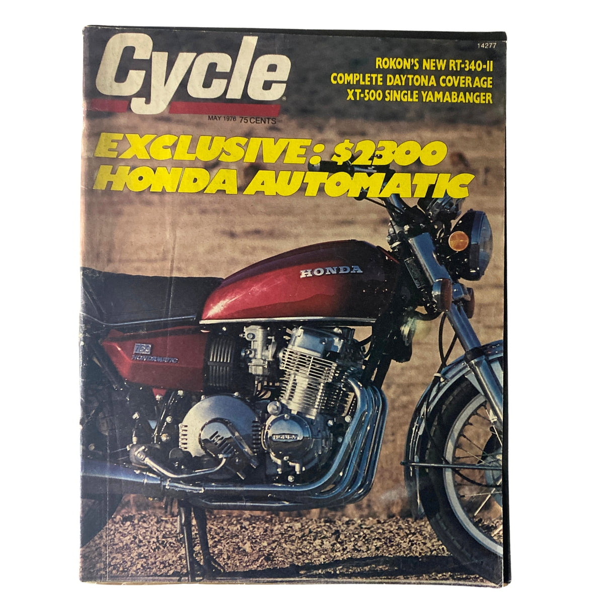 Cover of Cycle Magazine May 1976 featuring the Rokon RT-340-II and Yamaha XT-500 Enduro, highlighting exclusive Honda Automatic details.