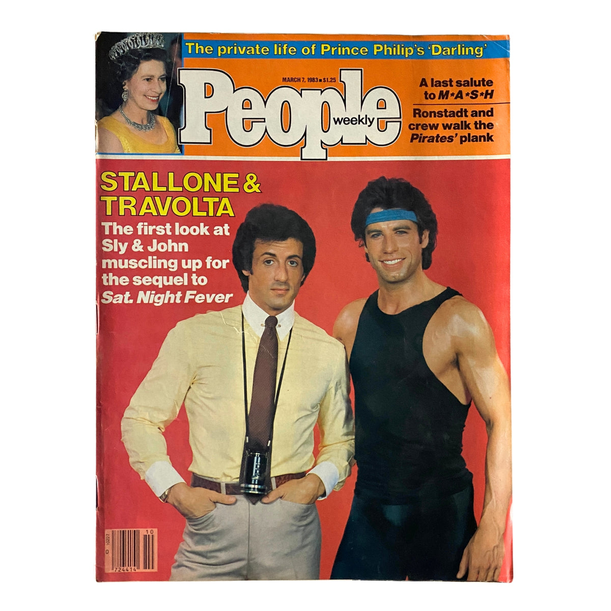 People Weekly Magazine March 7, 1983 featuring John Travolta and Sylvester Stallone on the cover, highlighting their upcoming collaboration for the sequel to Sat. Night Fever.