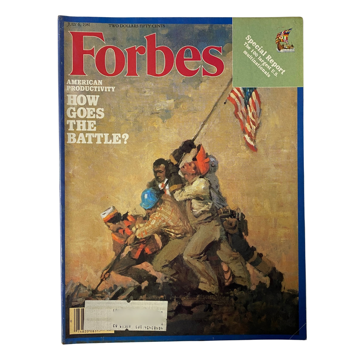 Cover of Forbes Magazine, July 6, 1981, featuring the title 'How Goes The Battle?' discussing American productivity. The cover depicts an artwork illustrating a dynamic scene with individuals engaged in battle.