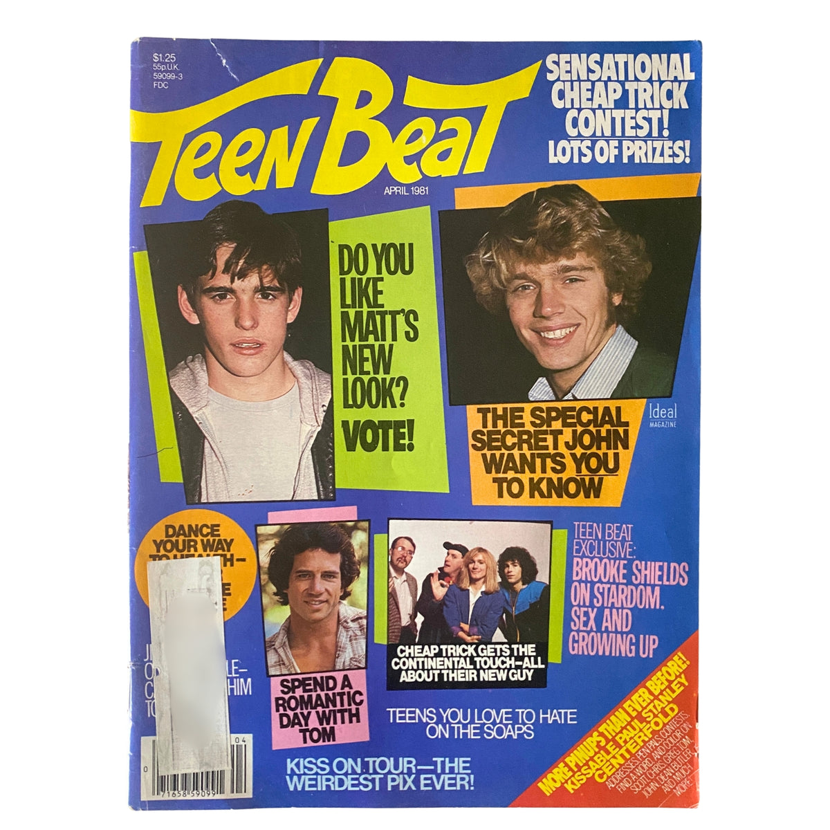 Cover of Teen Beat Magazine, April 1981 featuring Matt Dillon, John Schneider, and Tom Selleck. Highlights include a special vote feature about Matt Dillon's new look and exclusive stories.