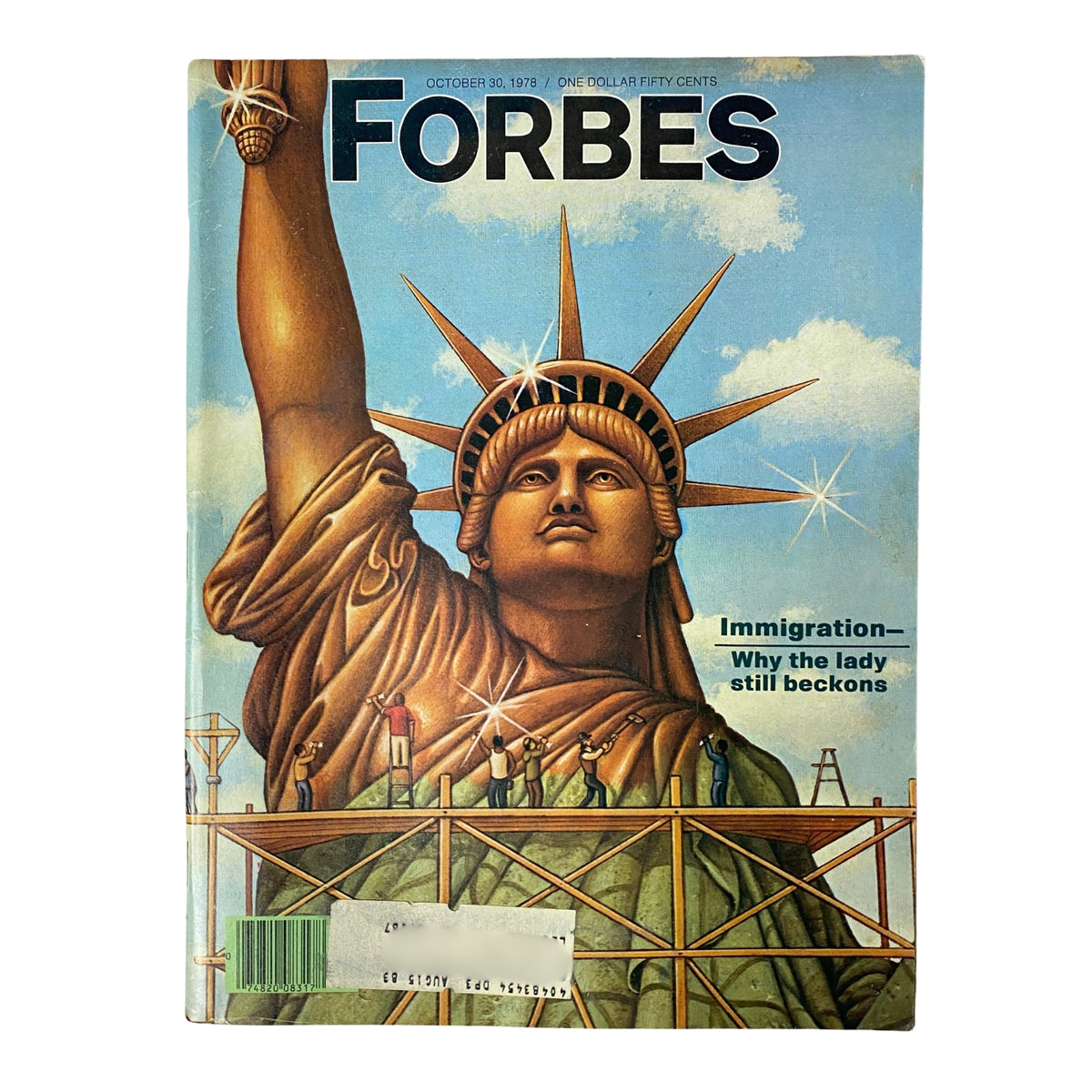Forbes Magazine October 30, 1978 cover featuring the Statue of Liberty and the headline 'Immigration: Why the lady still beckons', highlighting the immigration trends of that era.