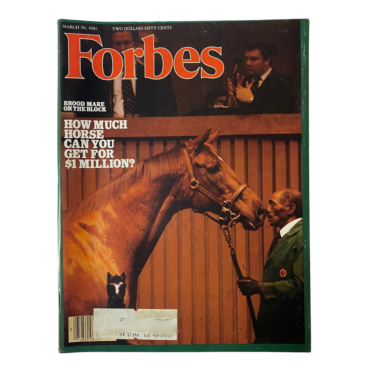 Forbes Magazine cover from March 30, 1981, featuring a brood mare on the block with the headline 'How Much Horse Can You Get for $1 Million?'. The cover captures the essence of thoroughbred racehorse investments during a pivotal financial period.