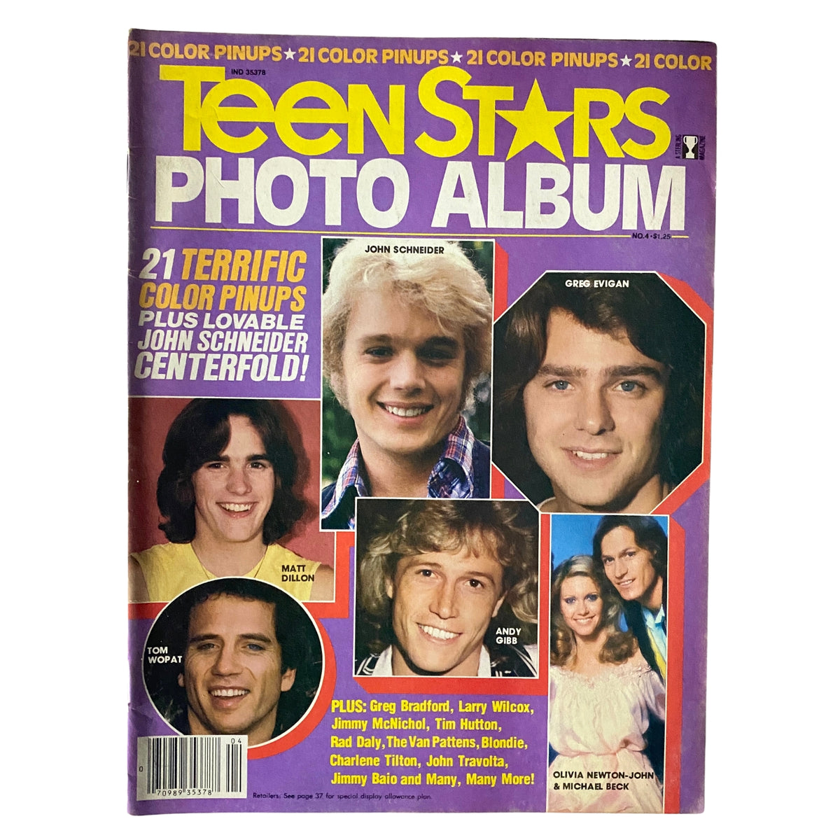 Cover of Teen Stars Photo Album Issue No. 41 featuring John Schneider, Greg Evigan, and various celebrity pinups from the 1980s.